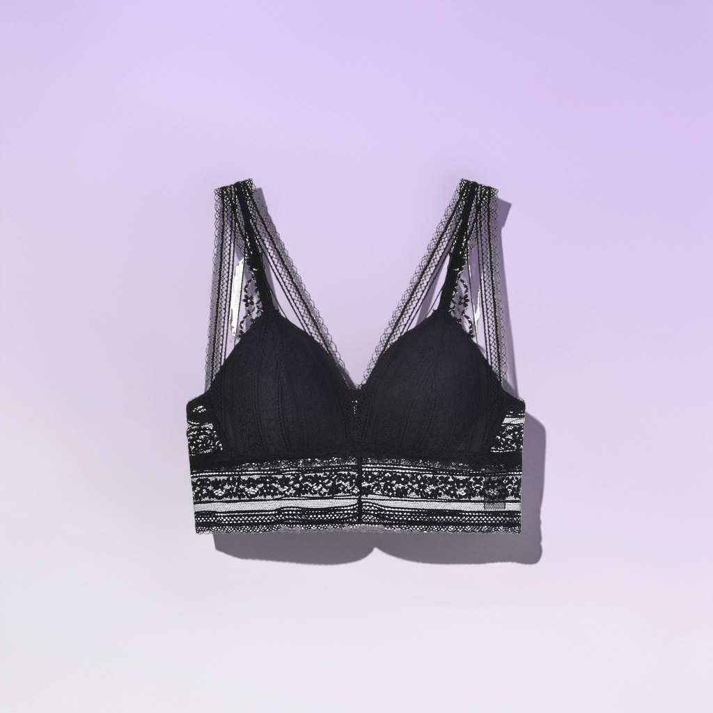 Black lace bra, a sexy lingerie without underwire, is comfortable, breathable and adjustable for women Specification image