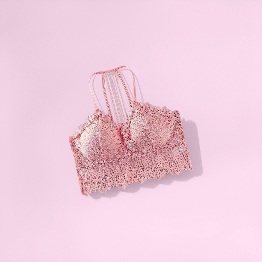 The pink lace bra, a comfortable undergarment without underwire, makes a woman's small chest look larger, sexy and breathable Application Scenario