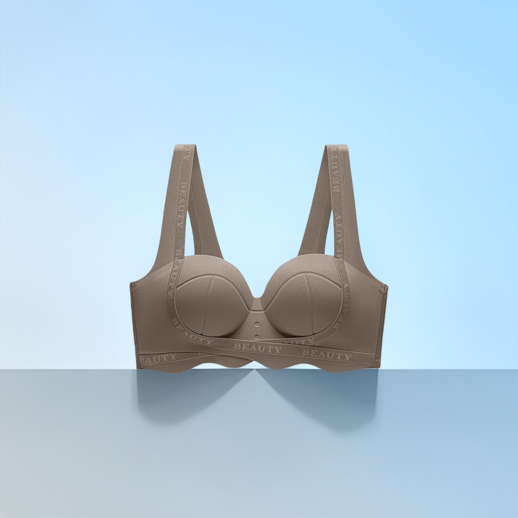 This is a comfortable, breathable, and adjustable women's bra in a grayish-brown color without underwire Application Scenario