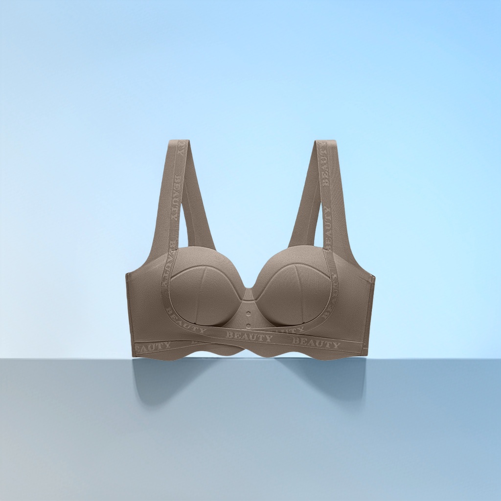 This is a comfortable, breathable, and adjustable women's bra in a grayish-brown color without underwire Specification image