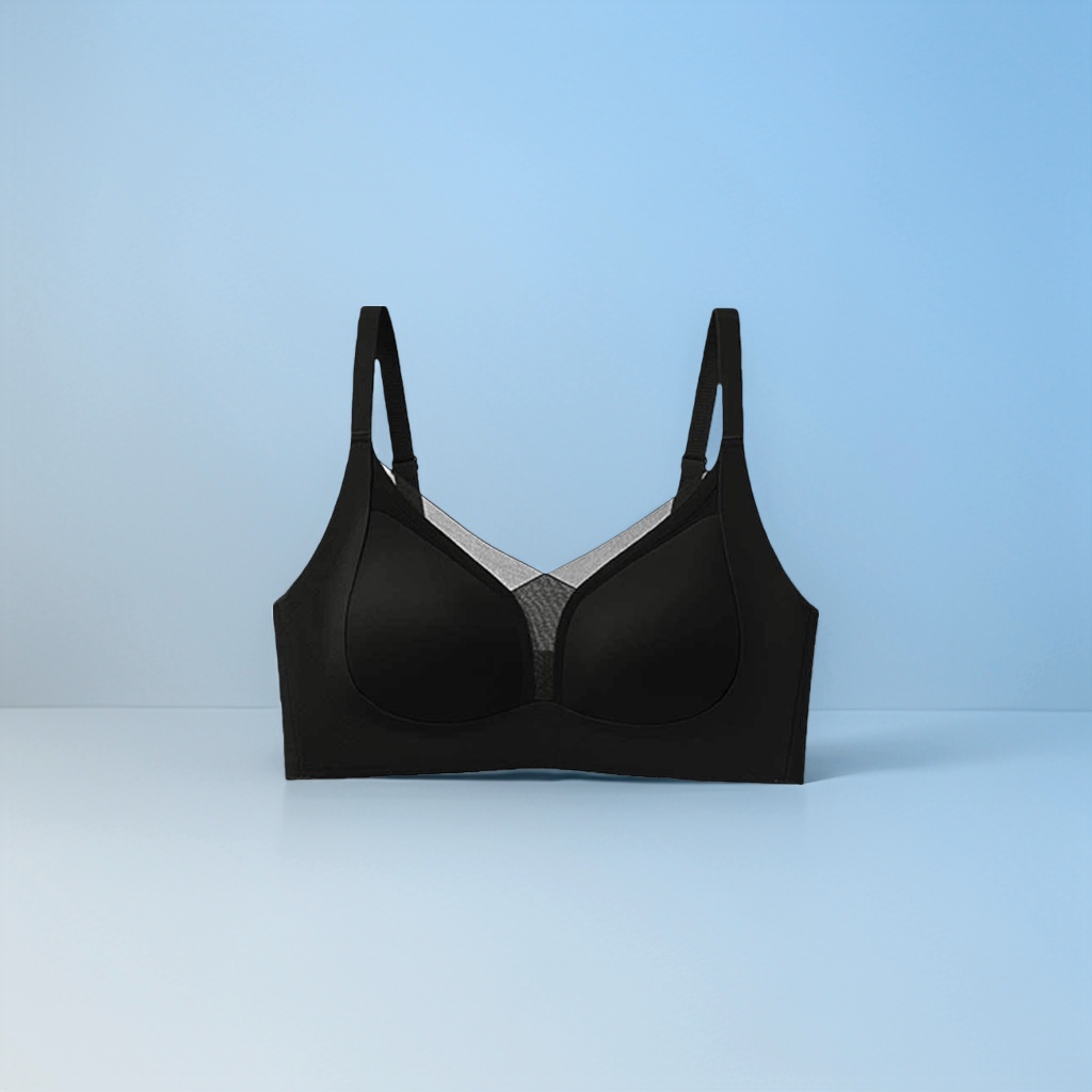 Black, seamless, tight-fitting bra, comfortable and breathable lace women's underwear details Picture