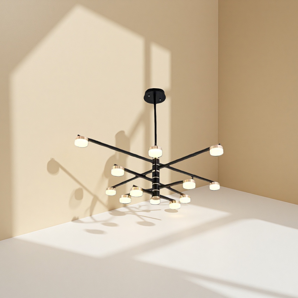 Black modern and simple living room chandelier, Nordic-style bedroom and dining room lamps Specification image