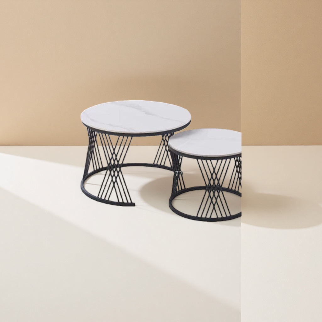 Encimera de mármol blanco metal negro soporte cruzado mesa de centro moderno y minimalista sala de estar pequeña vivienda