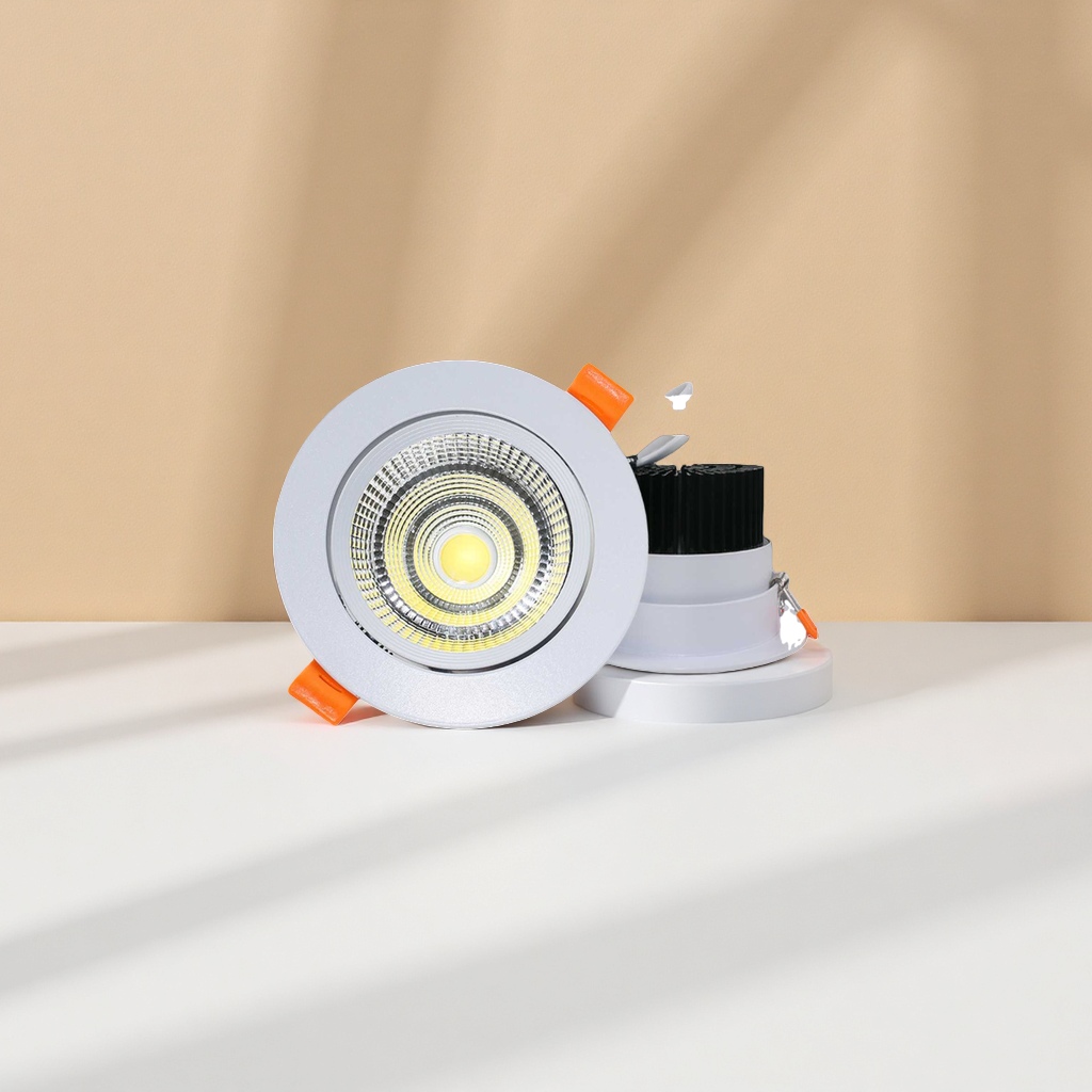 White LED ceiling light, COB spotlight strip, orange snap-on, black heat dissipation fin, circular light source