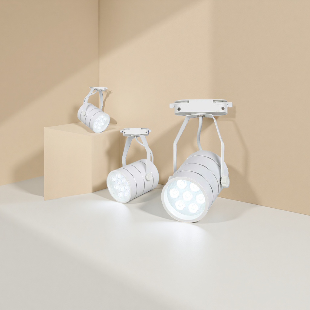 White track spotlights with an aluminum alloy housing, 12W dimming and color adjustment, for commercial living room lighting details Picture