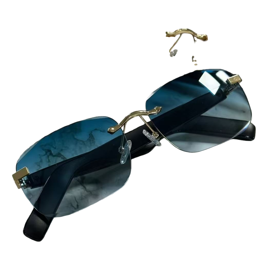 Blue gradient lens frameless sunglasses, fashionable, light and UV-resistant polarized sunglasses Item Picture