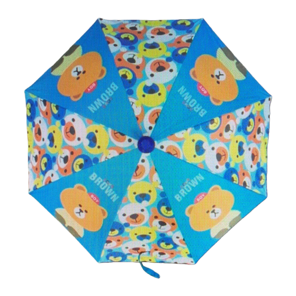 Blue cartoon bear pattern all-weather umbrella, waterproof, sun-proof, lightweight and foldable Item Picture