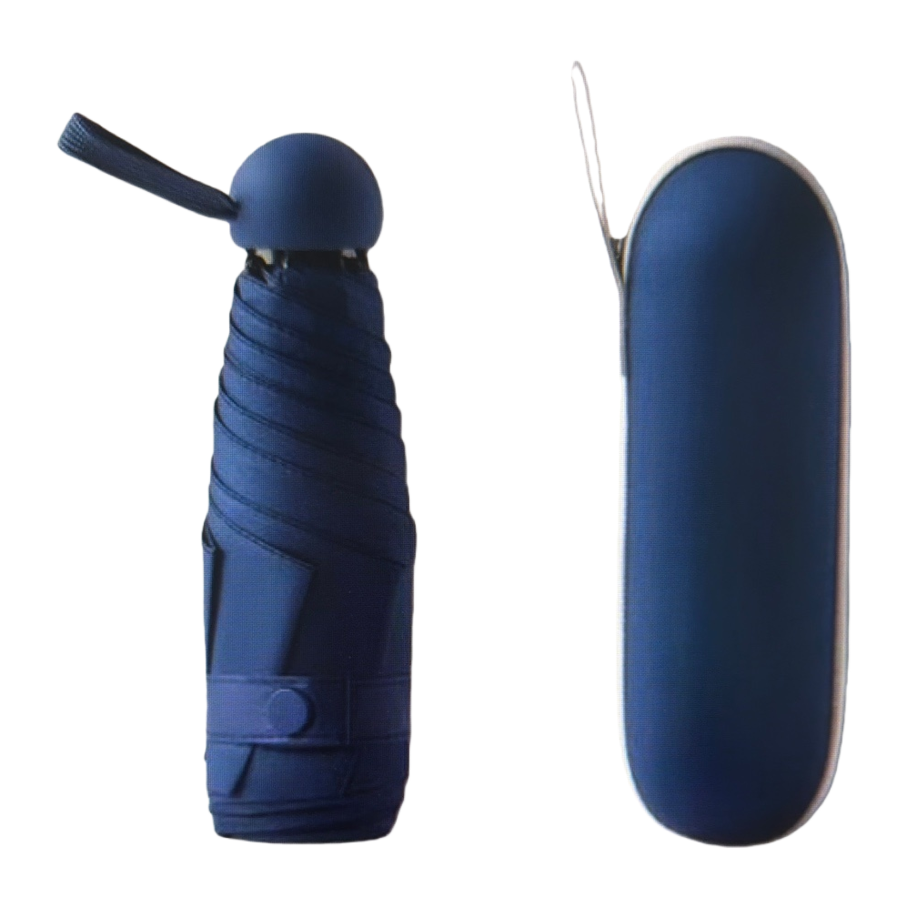 A deep blue self-opening and closing folding umbrella with a dedicated umbrella cover for portable sun protection and rain protection Item Picture