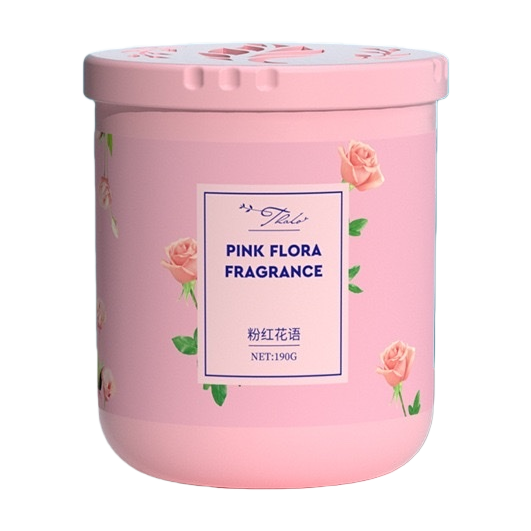 粉色花语香薰罐白底实物图