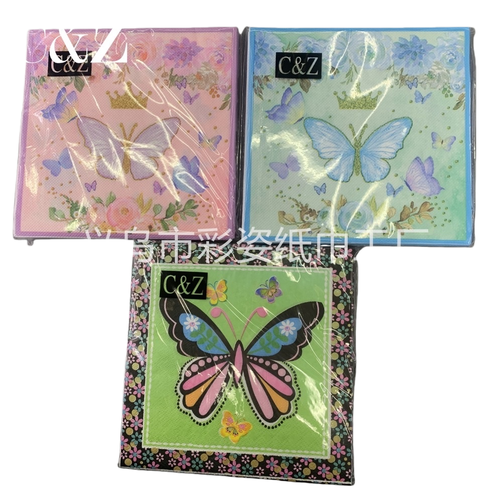 Three-pack household tissues with colorful butterfly patterns are flexible, skin-friendly and clean Item Picture