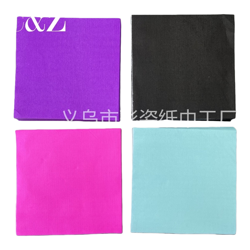 Four stacks of colored tissues, each in purple, black, pink and light blue Item Picture