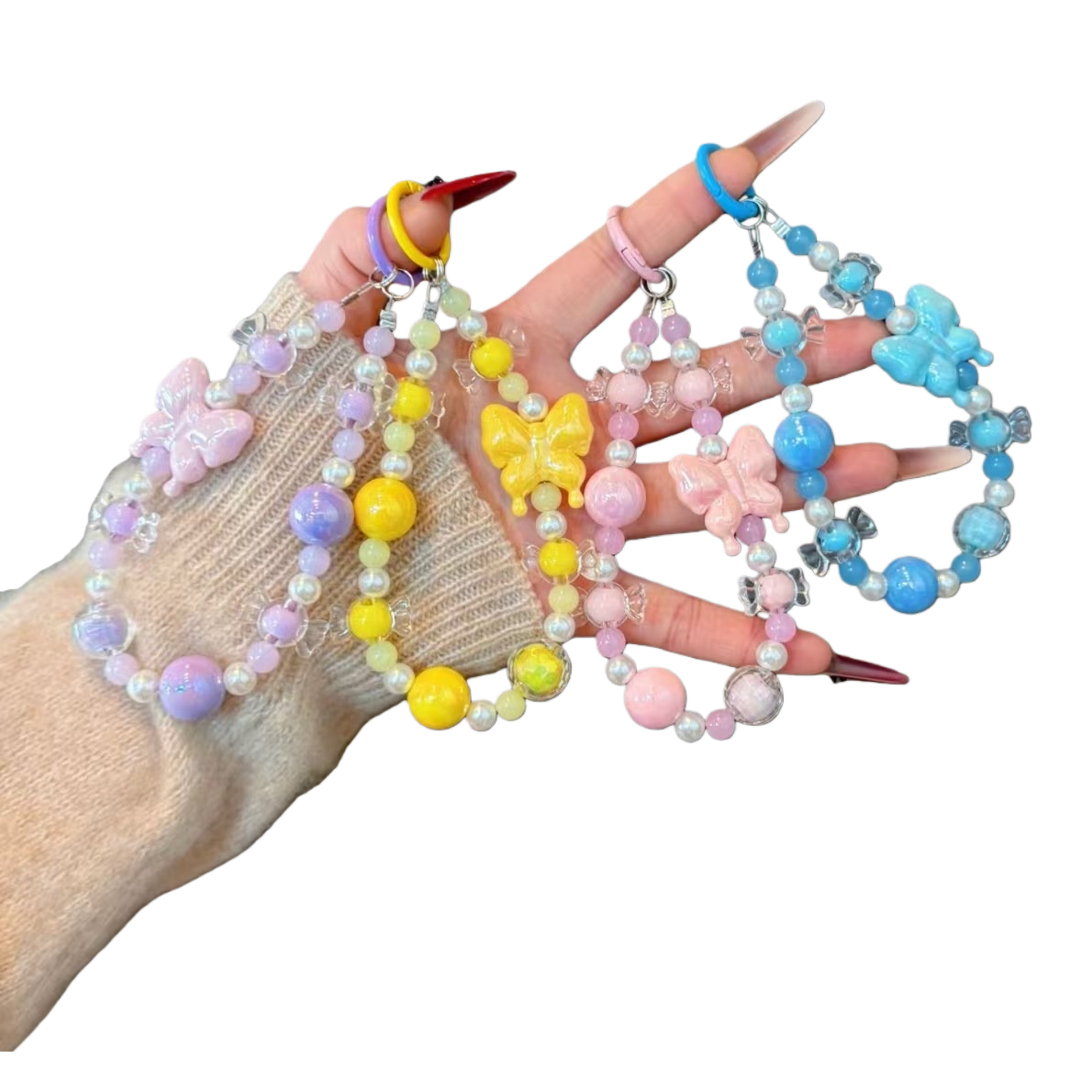 Colorful beaded mobile phone chain, fashionable and personalized pendant, anti-loss decorative accessory Item Picture
