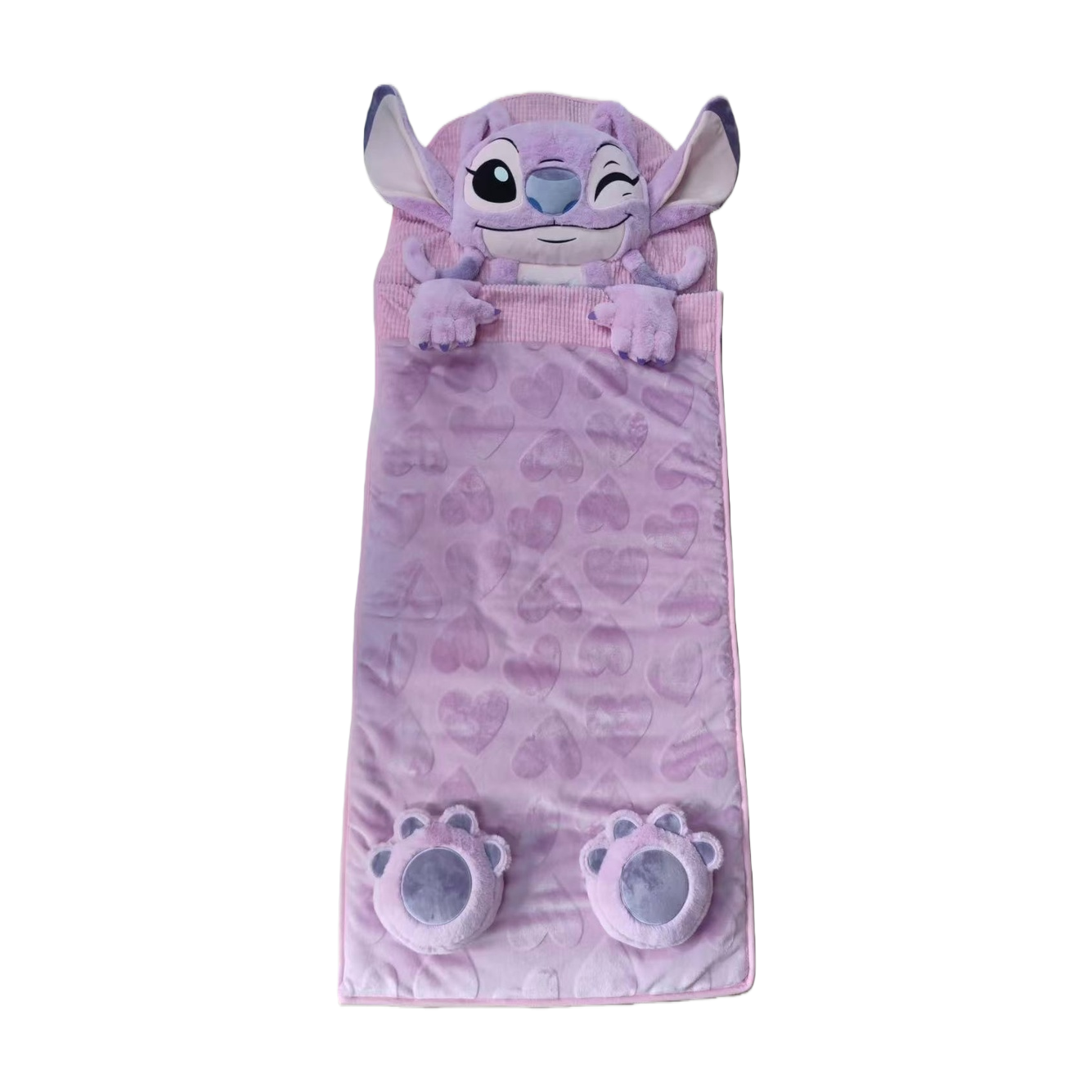 Pink stitch theme sleeping bag, purple doll head, heart-shaped claw print, pink claw pad Item Picture