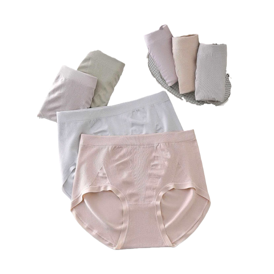 Beige high-waisted underwear for women's comfort Item Picture