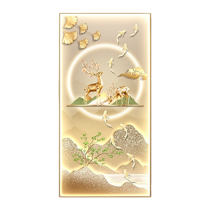 The main body of the golden deer pattern luminous mural is decorated in the living room and bedroom, with luminous art paintings pasted on the walls Item Picture