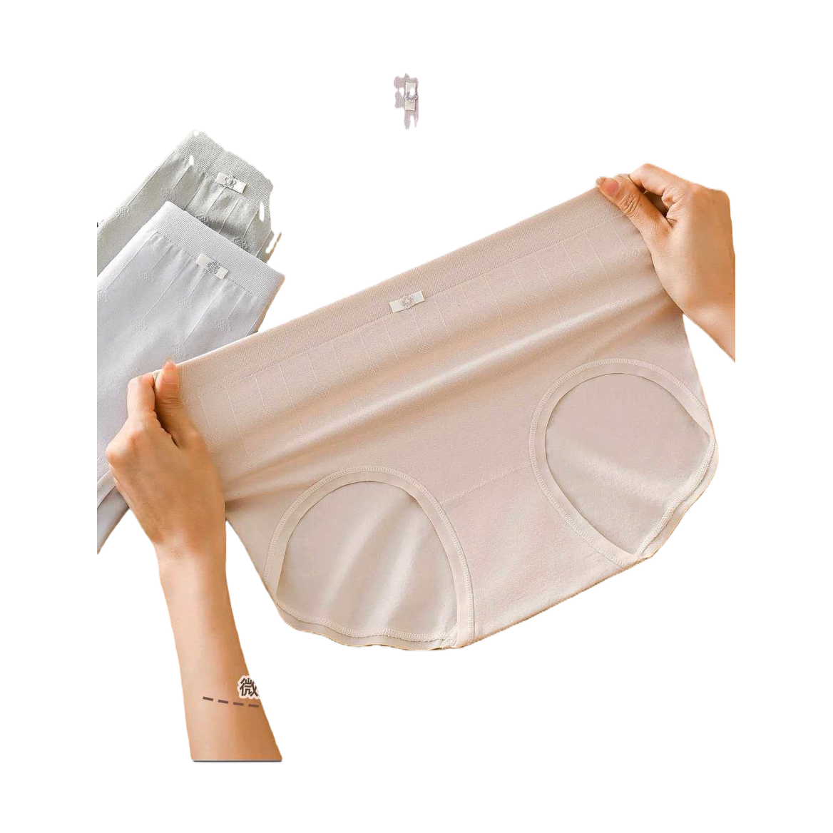 سروال داخلي وردي فاتح، طويل الخصر من القطن الخالص Item Picture