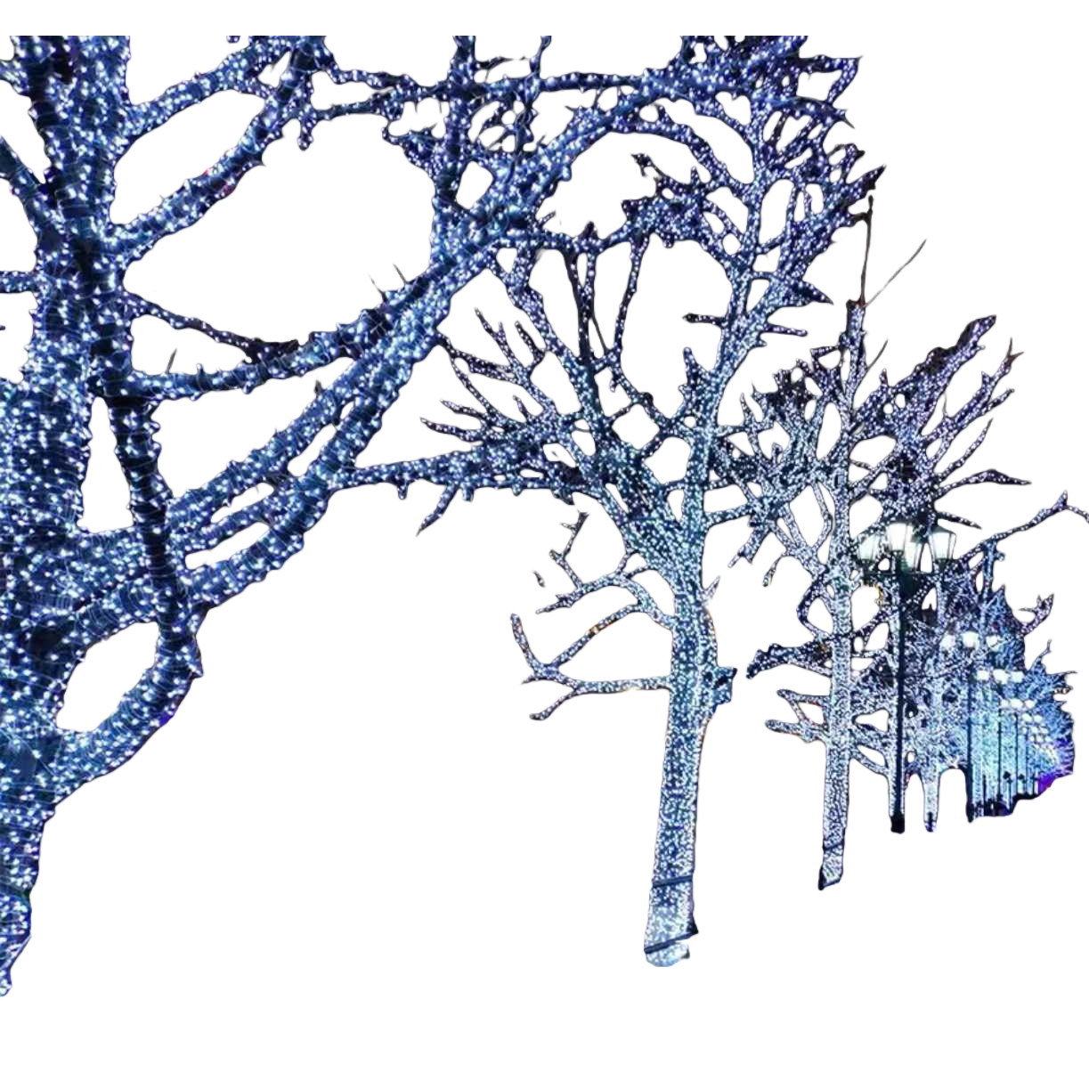 Blue light strings decorate the trees with LED outdoor courtyard hanging tree lanterns Item Picture