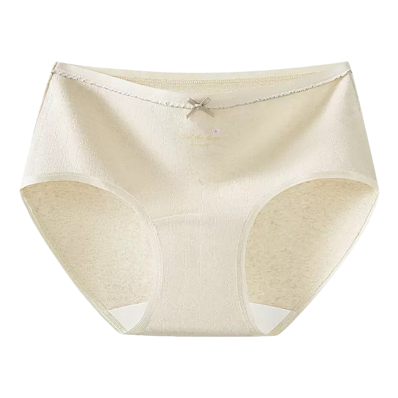 The off-white pure cotton women's underwear is breathable, comfortable, seamless and close-fitting Item Picture
