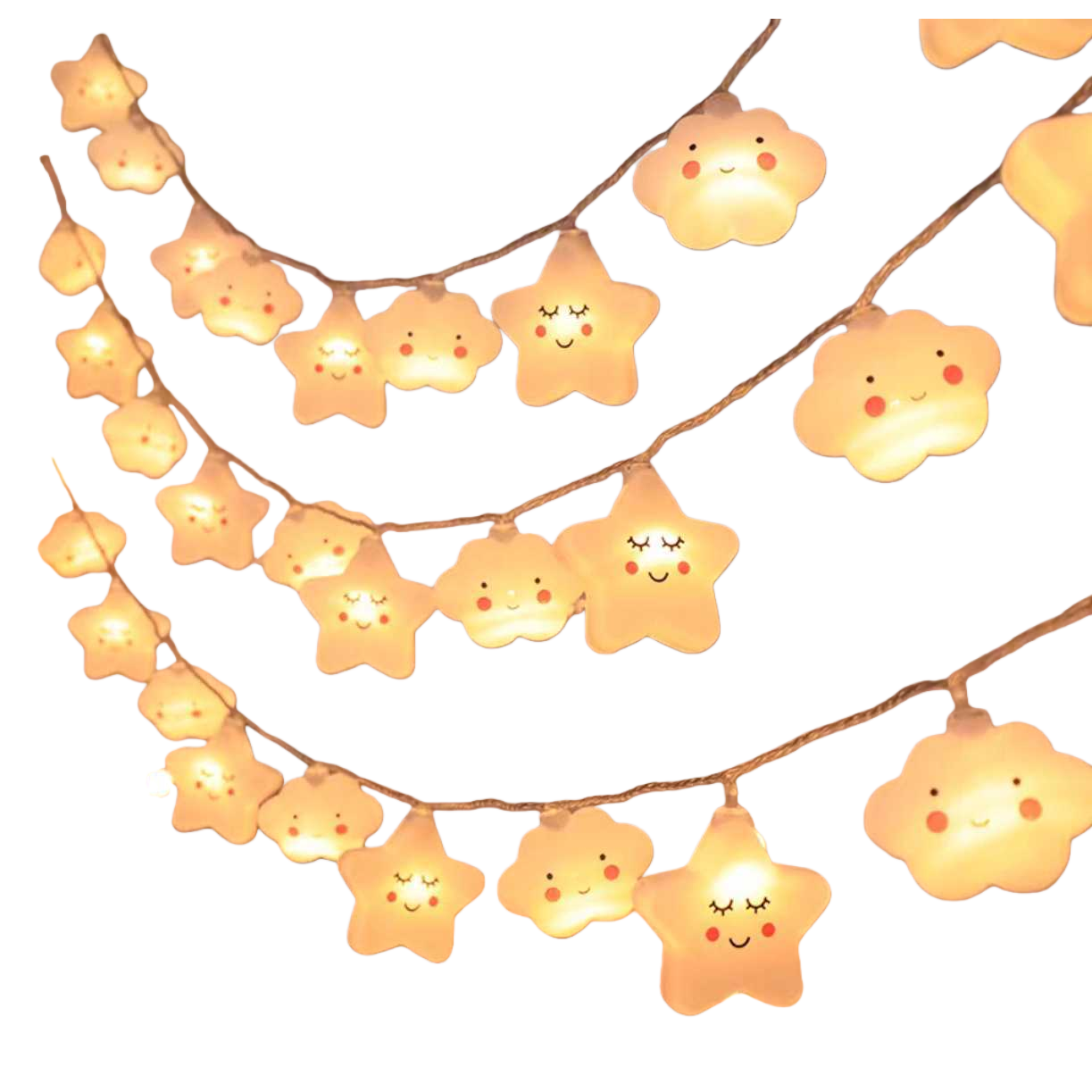 Warm light starry cloud-shaped light string decoration atmosphere night light, suitable for indoor bedroom bedside Item Picture