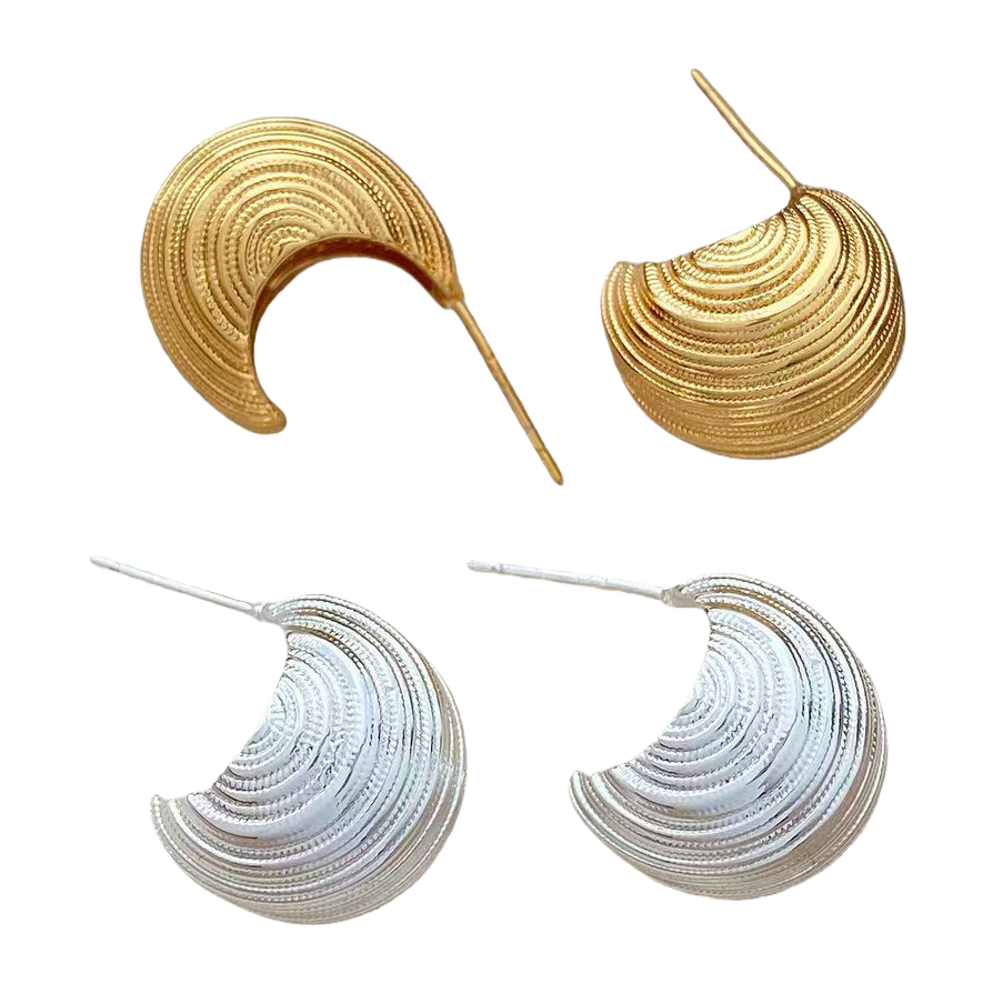القرط الذهبي الفضي بدلاً من الأقراط الهندسية Item Picture