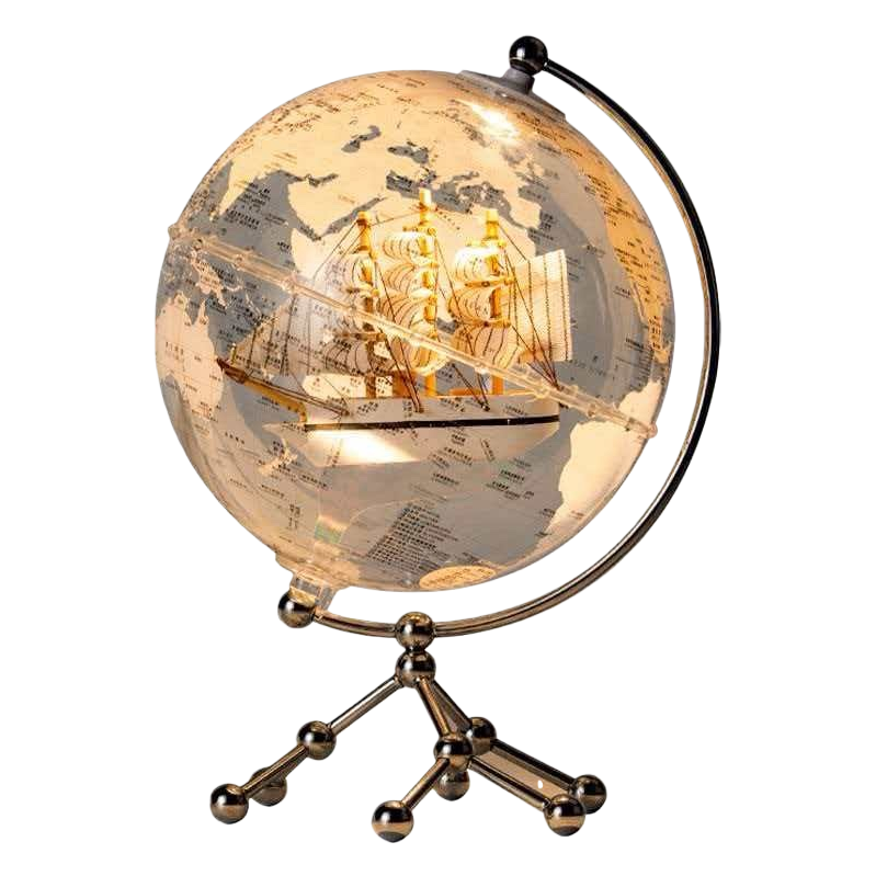 Transparent globe with sailboat model desktop ornament, home decoration teaching tool Item Picture