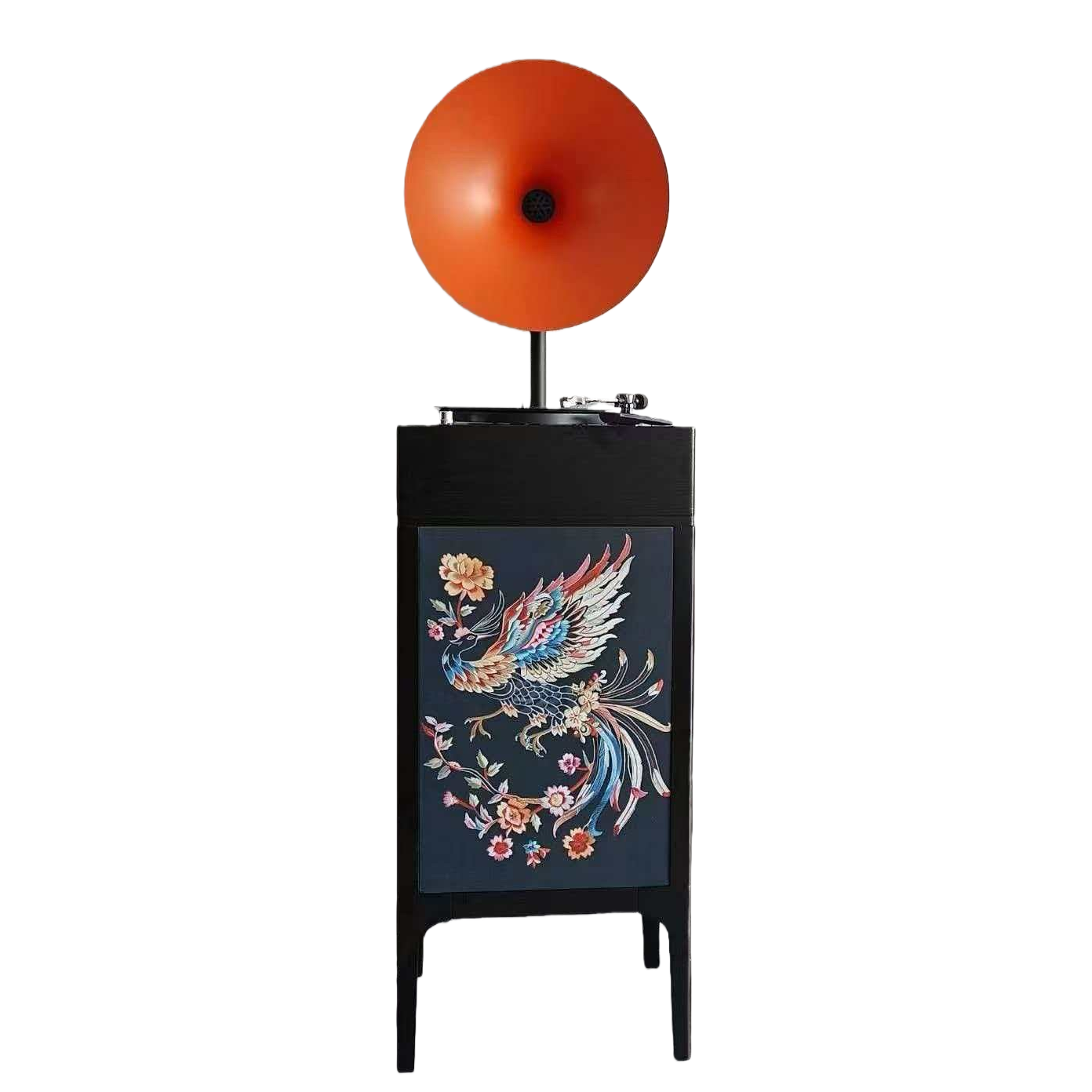 Orange speaker, black cabinet, retro gramophone, audio player, home decoration ornaments Item Picture