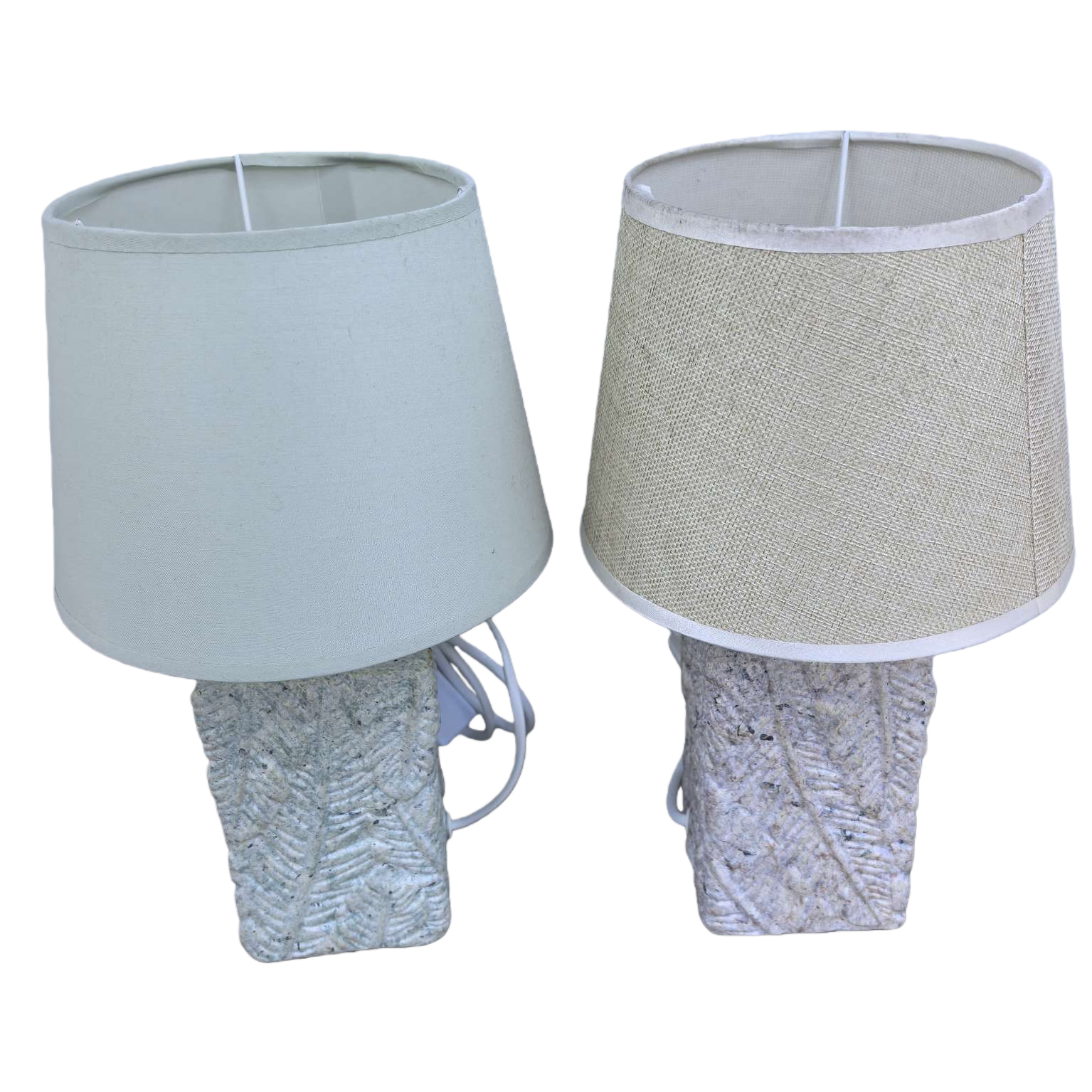 A light green lampshade with a stone base table lamp, a Nordic minimalist bedside lamp for the living room and bedroom Item Picture