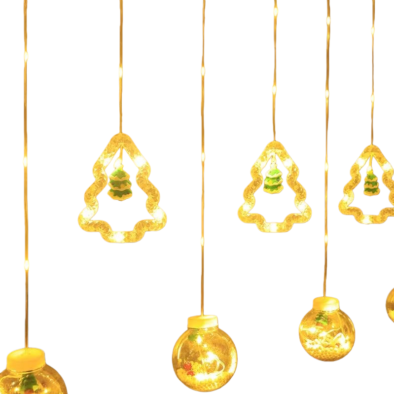 Warm yellow string lights Christmas decorative pendants, festive atmosphere lighting fixtures, suitable for both indoor and outdoor use Item Picture