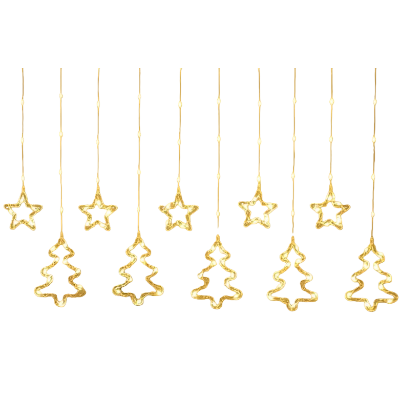 Warm yellow star-shaped Christmas tree-shaped string lights for festive decorations create a cozy atmosphere Item Picture