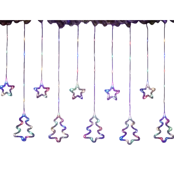 Colorful star-shaped Christmas tree-shaped light strings, festive decorative atmosphere lights, warm LED light strings Item Picture