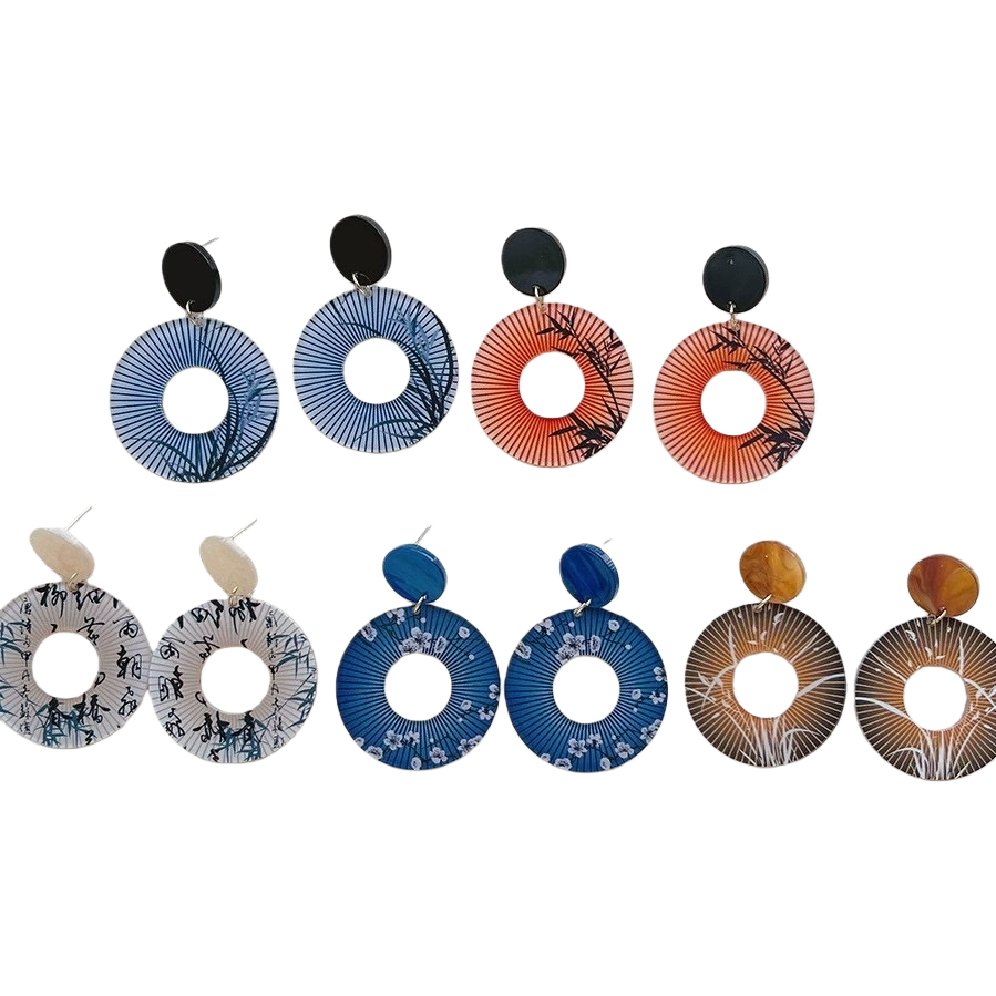 Colorful round earrings are fashionable, simple and versatile earrings for women's daily wear Item Picture