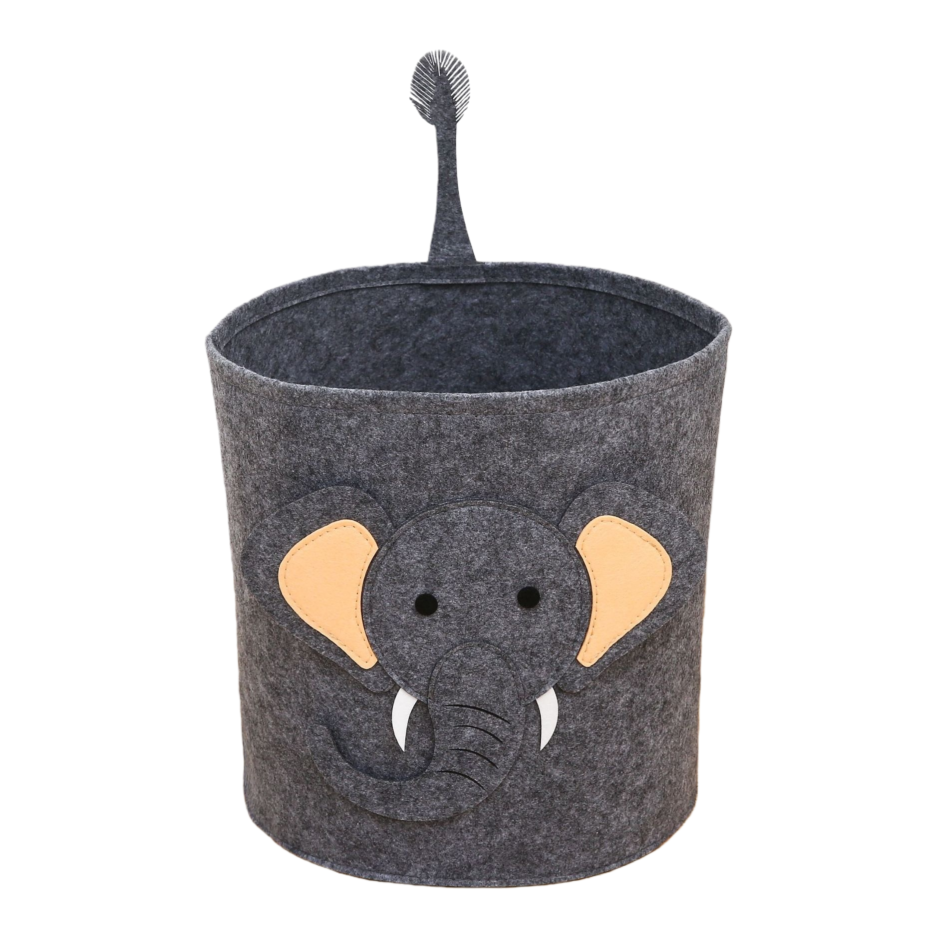 Grey elephant-shaped storage basket for home living room and bedroom, creative plush toy style Item Picture