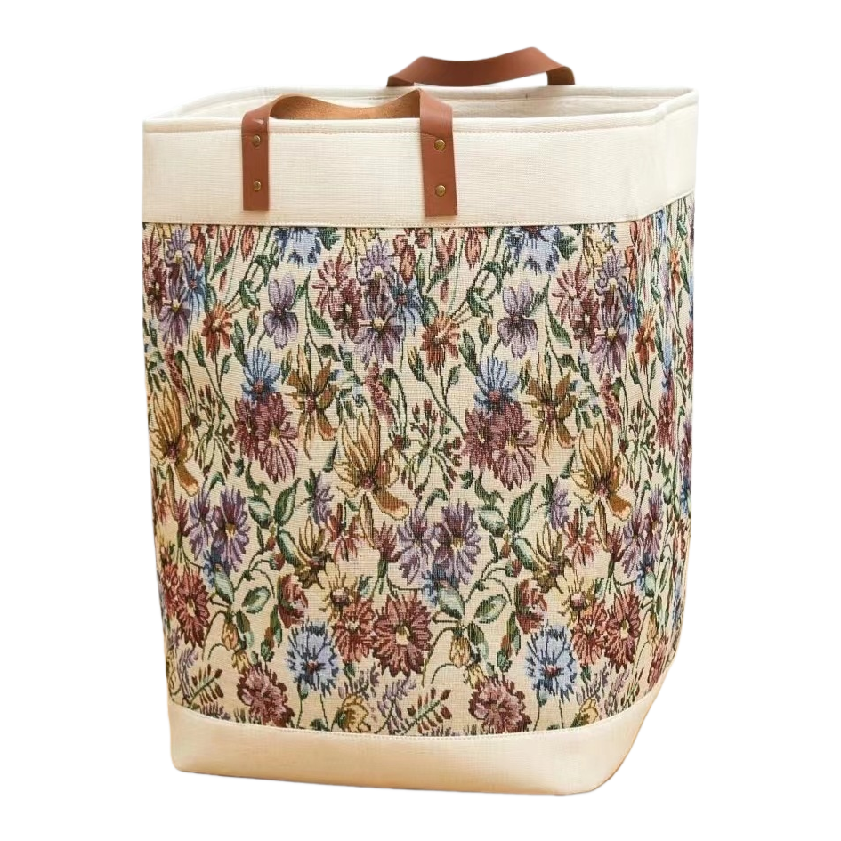 Patrón floral paño cesta de almacenamiento multifuncional sala de estar habitación organizar cesta plegable y portátil Item Picture