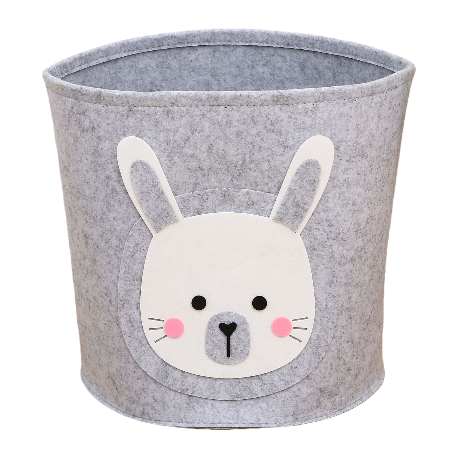 A grey felt rabbit-shaped storage basket for home storage and organization Item Picture