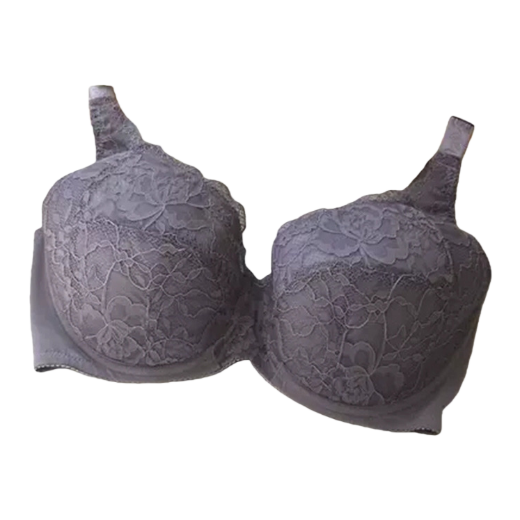 The grey lace bra is a comfortable and breathable women's underwear without a steel ring Item Picture
