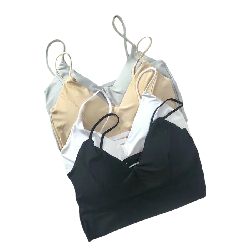 Black, beige, white and light gray are available in four colors: halter top and pure cotton slimming basic style Item Picture