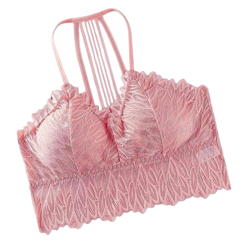 The pink lace bra, a comfortable undergarment without underwire, makes a woman's small chest look larger, sexy and breathable Item Picture