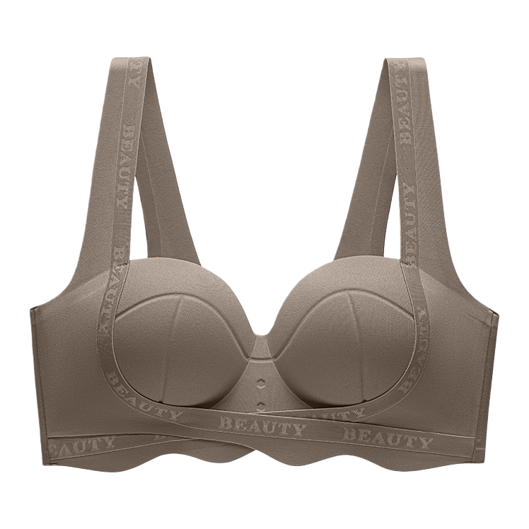 This is a comfortable, breathable, and adjustable women's bra in a grayish-brown color without underwire Item Picture