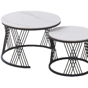Encimera de mármol blanco metal negro soporte cruzado mesa de centro moderno y minimalista sala de estar pequeña vivienda Item Picture