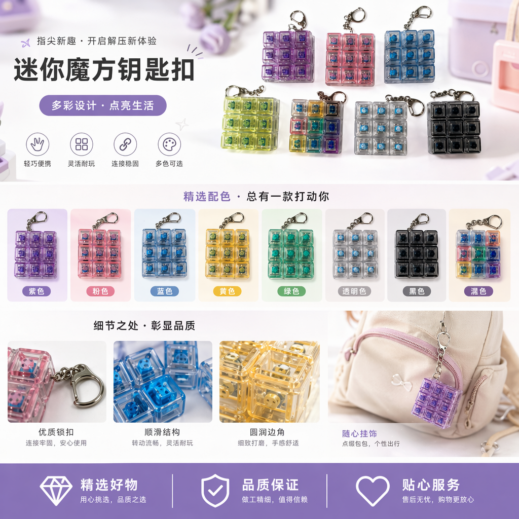 彩色透明骰子造型亚克力足球世界杯钥匙扣公仔详情1