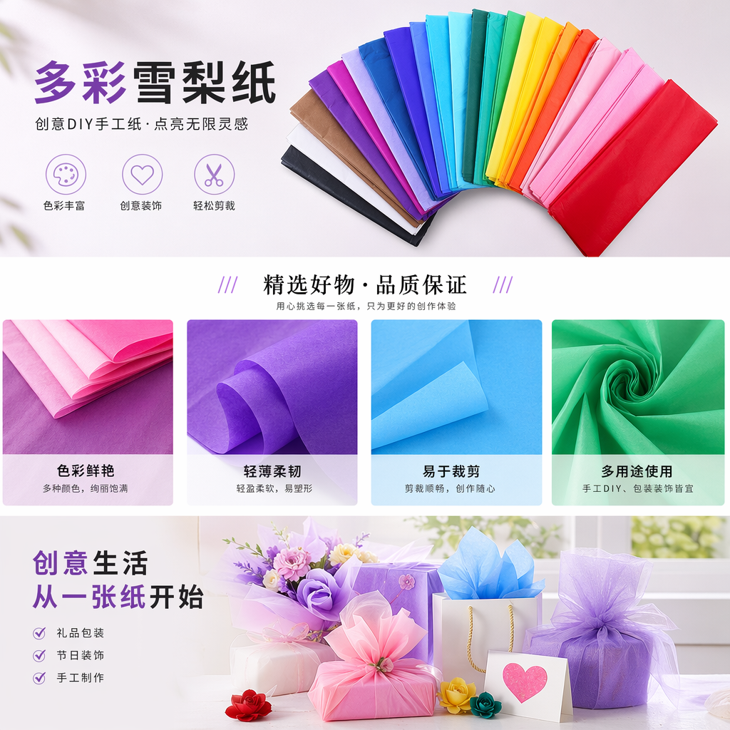 彩色雪梨纸DIY手工创意主体套装 儿童益智绘画剪纸材料详情1
