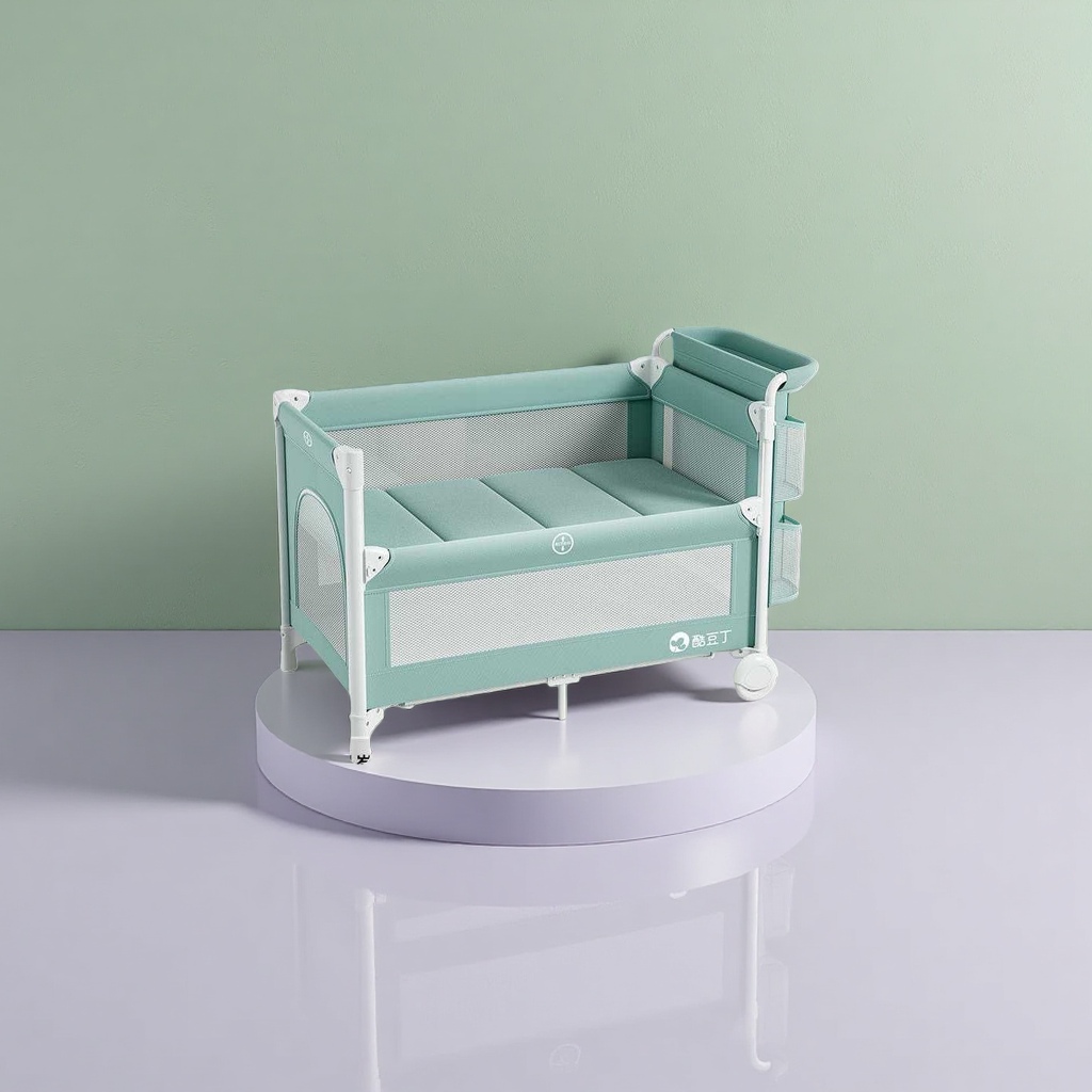 The Bohe Green baby crib is made of solid wood and is environmentally friendly. It has adjustable high and low gears and is equipped with rollers Application Scenario
