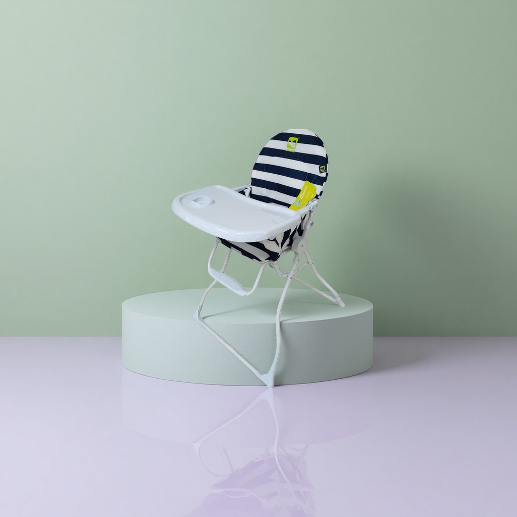 Blue and white striped high chair, Nordic-style dining chair, home bar counter, wooden metal frame Specification image