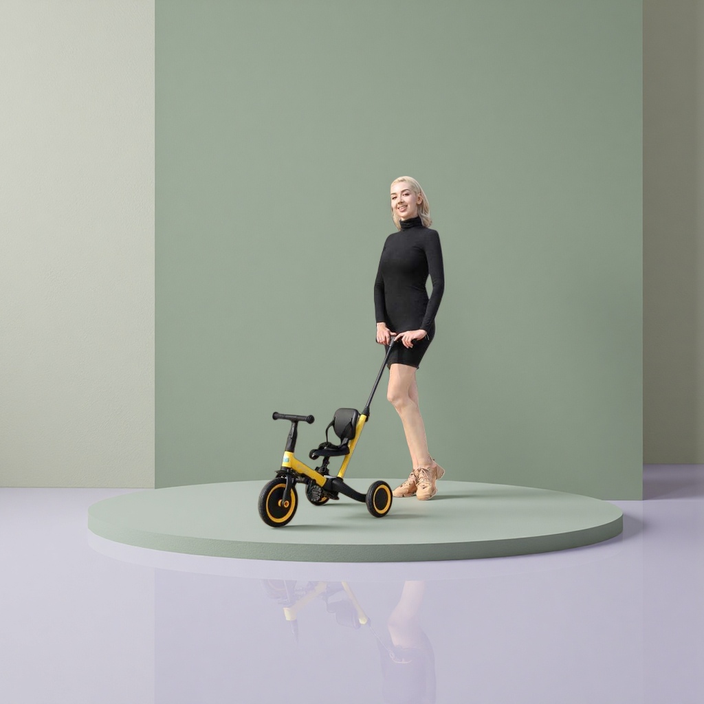 A black high-neck dress for women's tricycle riding is a casual and fashionable outfit