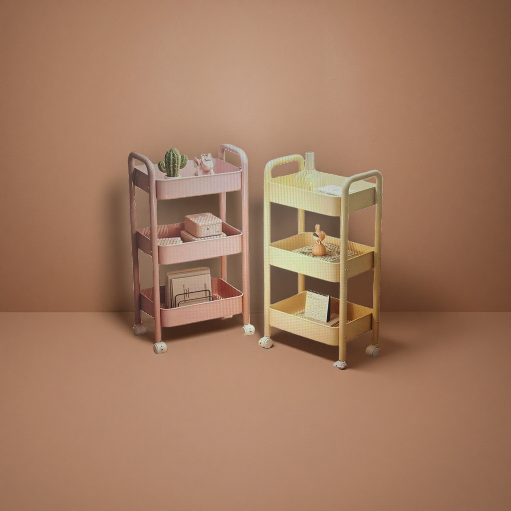 Rosa beige doble color triple con ruedas rack nordic wind sala de estar dormitorio almacenamiento y acabado rack Application Scenario