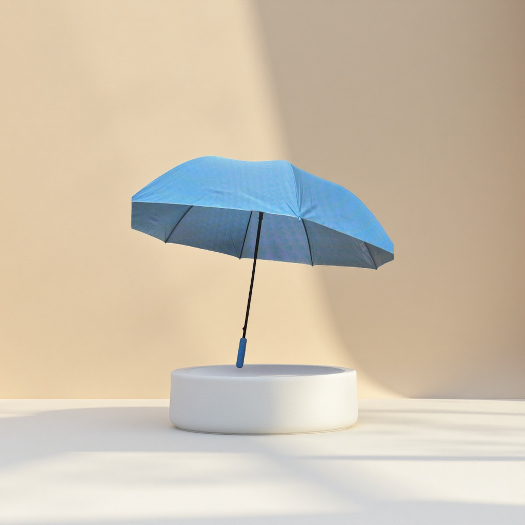 Blue umbrella high-density impact-resistant fabric, a lightweight and foldable model suitable for both weather and rain details Picture
