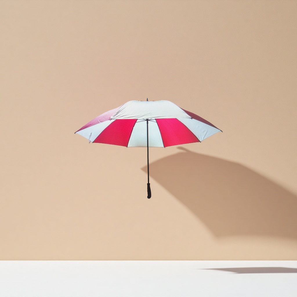 Red and white striped umbrella for both weather and rain, waterproof and sun-proof, portable, foldable and automatically opens and closes Application Scenario
