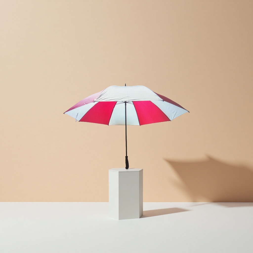 Red and white striped umbrella for both weather and rain, waterproof and sun-proof, portable, foldable and automatically opens and closes Specification image