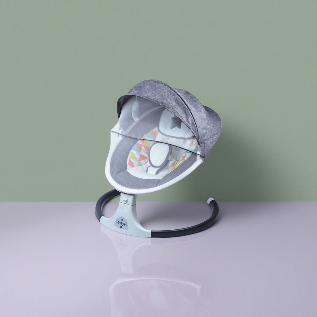 Grey baby rocking chair, electric soft sound rocking baby recliner, newborn comfort chair Application Scenario