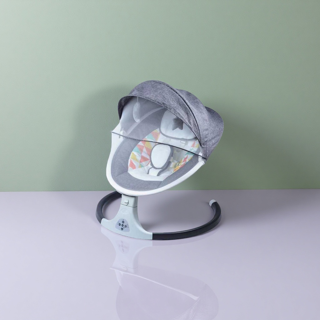 Grey baby rocking chair, electric soft sound rocking baby recliner, newborn comfort chair